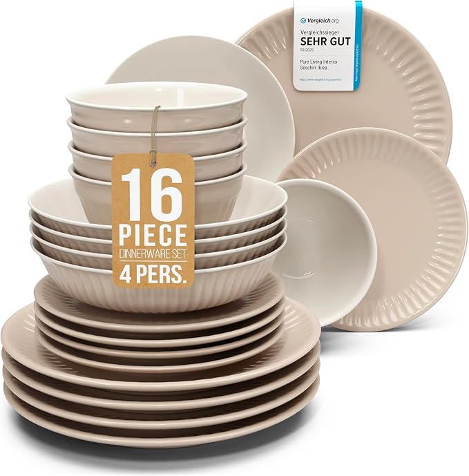 16 Piece Stoneware Dinnerware Set by PURELIVING