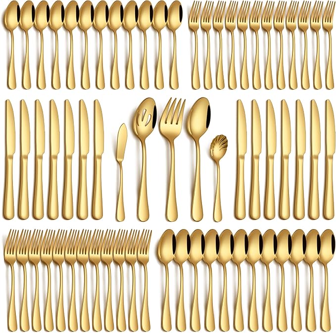 PHILIPALA 65 Piece Gold Silverware Set by PHILIPALA
