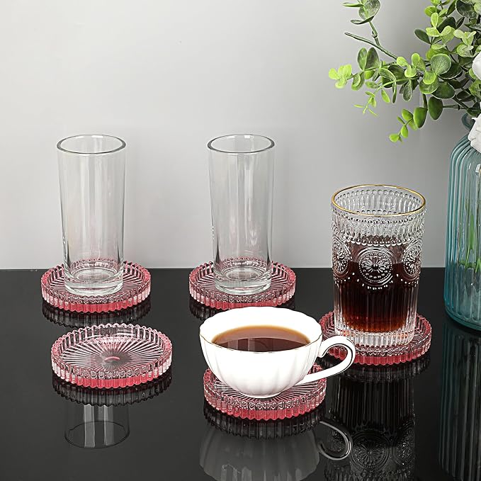 JUXYES Set of 5 Heat-Resistant Clear Glass Coaster - Image 6