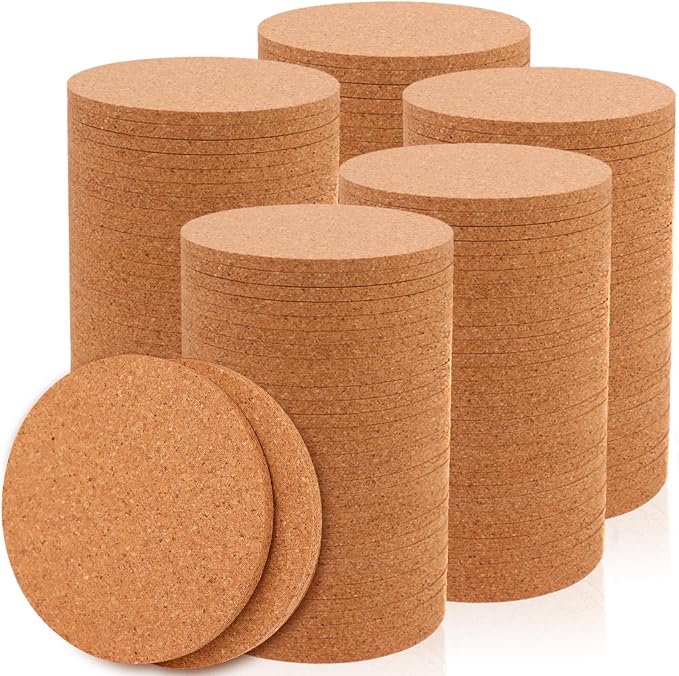 200 PCS Cork Coaster Bulk for Drink Absorbent 4 Inches Tea or Coffee Coaster by PINKXHY