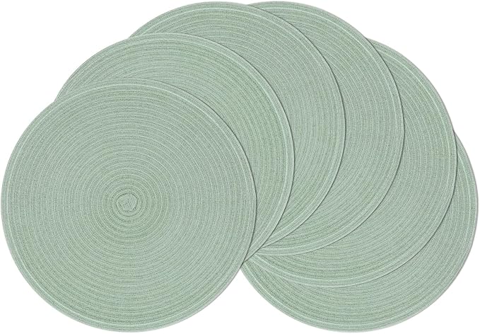 SHACOS Round Placemats Set of 6 Washable 15 inch Cotton Polyester Table Mats by SHACOS