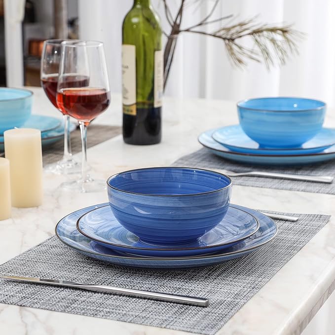 Selamica Ceramic Plates and Bowls Set, 24 Pieces Dinnerware Sets - Image 5