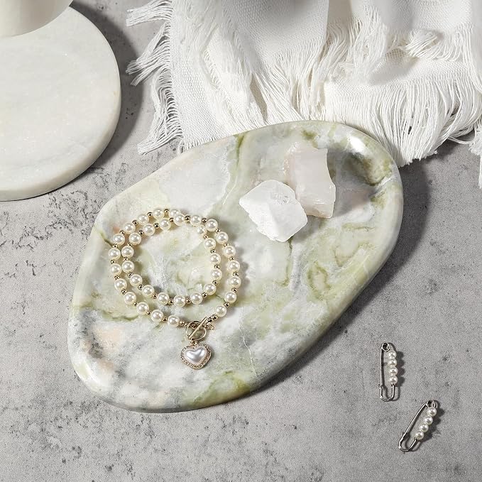 Luxury Natural Green Marble Vanity Tray, Cloud Shape Serving Stone Key Tray - Image 5