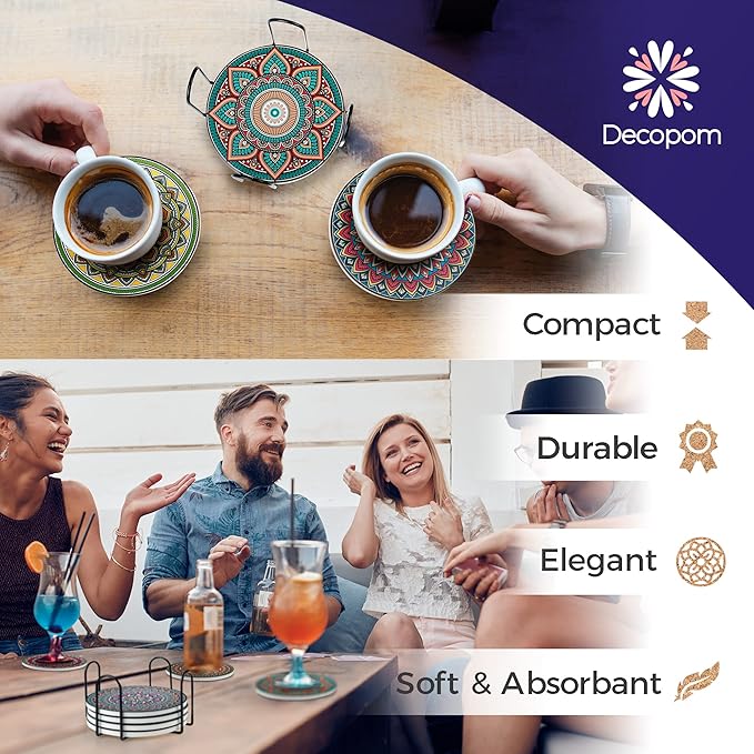 Mandala Drink Coasters with Holder - Image 5