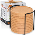 Cork Coasters with Lip for Drinks Absorbent | 12 Set 4 Inch Thick Rustic Saucer by Decopom