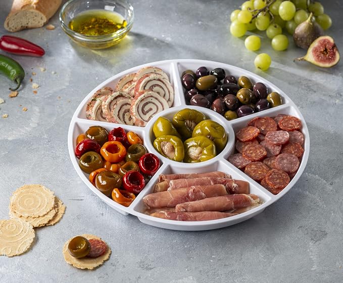 Plasticpro 6 Sectional Round Plastic Serving Tray/Platter - Image 3