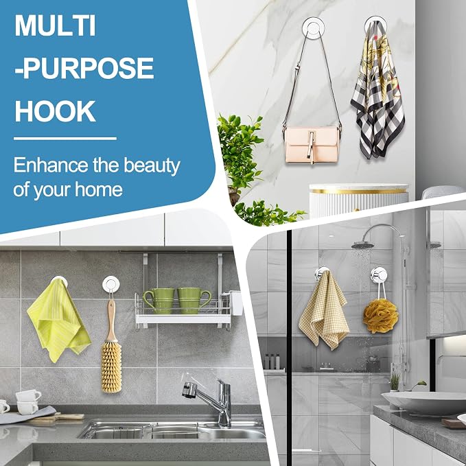 Vacuum Suction Cup Hooks for Shower, Shower Hooks for Inside Shower Glass Window - Image 3