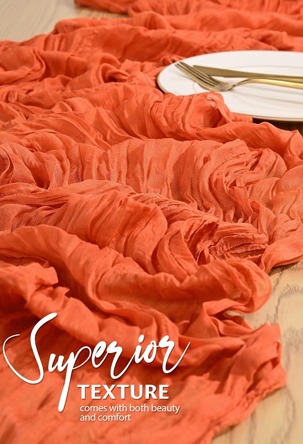 18 Pack Cheesecloth Table Runner 10FT Orange Table Runner Boho Gauze Cheese - Image 4
