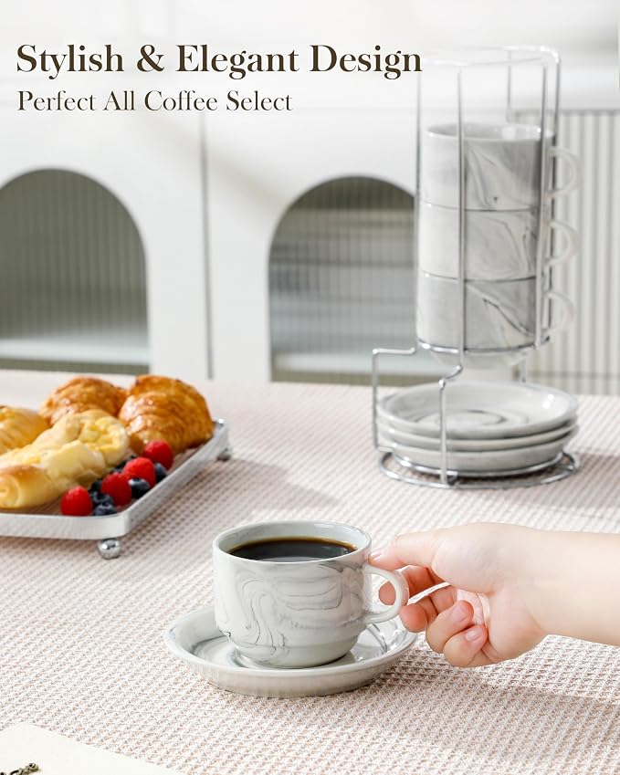 MALACASA 8 OZ Porcelain Espresso Cups - Image 5