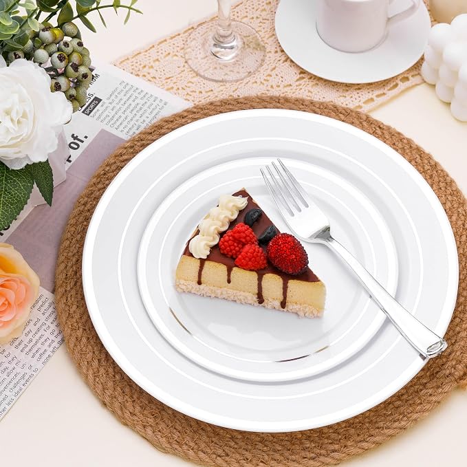 BESTSTAR 100PCS White Plastic Plates - Image 4