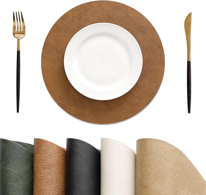 MOSAYT 13 Inch Round Vinyl Placemats Set of 8 by MOSAYT