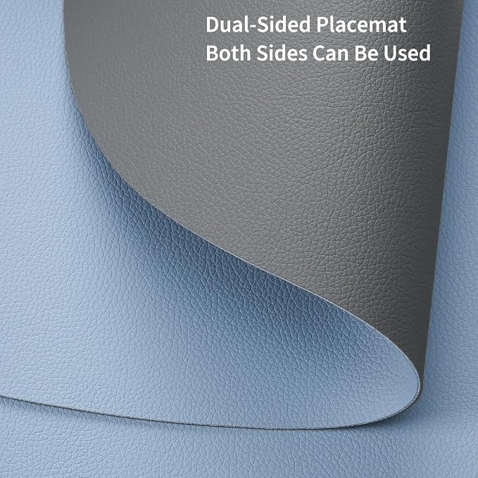 Myir JUN 15 Inches Round Placemats Set of 6 Faux Leather Place Mats | - Image 3