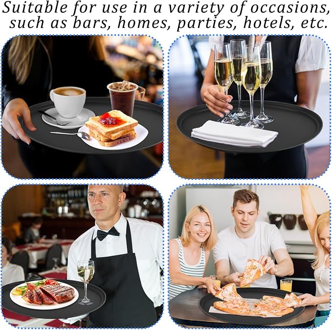 4Pcs 24 Inch x 29 Inch Large Restaurant Serving Trays, Oval Plastic Food - Image 5