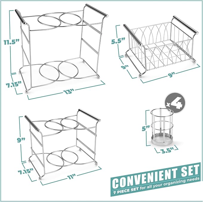 Sorbus Buffet Caddy — 7-Piece Stackable Set Includes Plate, and Silverware - Image 3