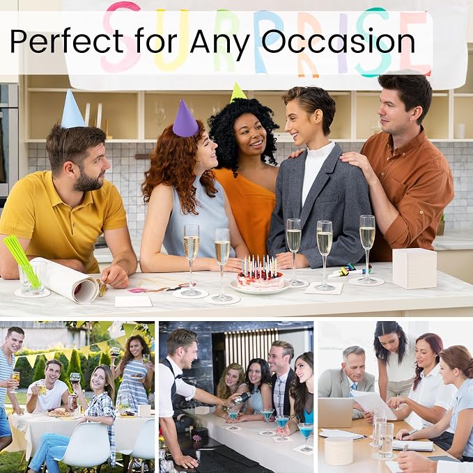 200 PCS Disposable Paper Coasters, Thickened 1.5mm 4 Inch Cardboard Blanks | - Image 6