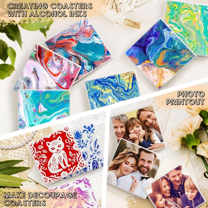 60 PCS Ceramic Tiles for Crafts, Unglazed Matte Coasters - Image 3