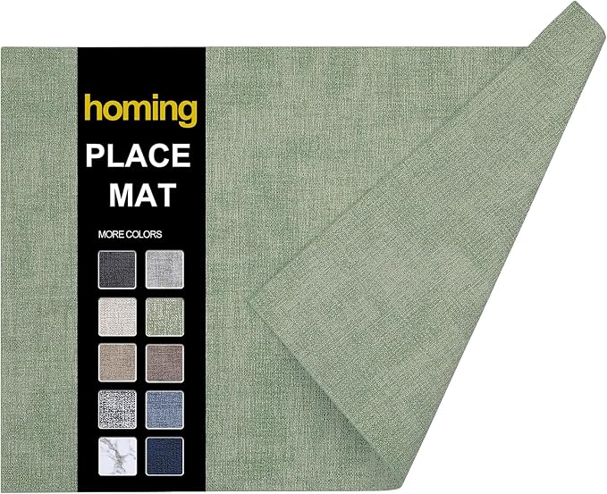 Faux Leather Heat Resistant Placemats 6 Packs, Waterproof Wipeable Dining PU by homing