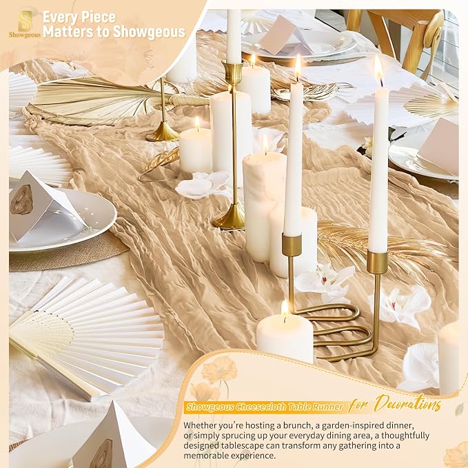 Showgeous 18 Pack Nude Cheesecloth Table Runner, 17 x 108 Inches | Boho - Image 8