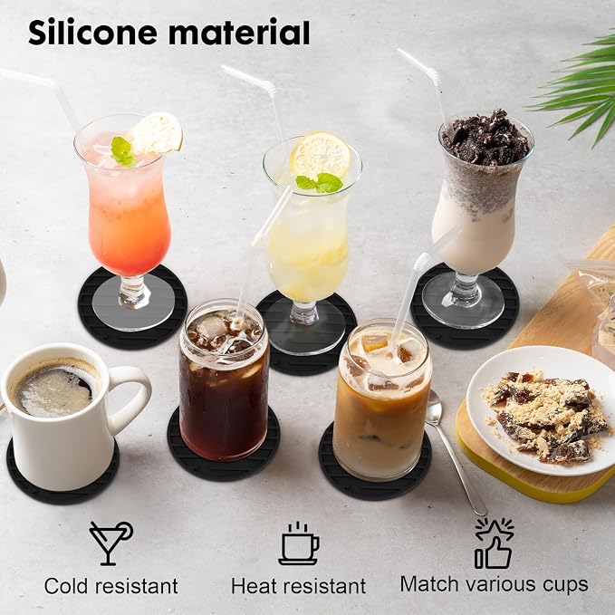 Silicone Coasters for Drinks Coaster Set of 6 pcs Cup Coasters - Image 3