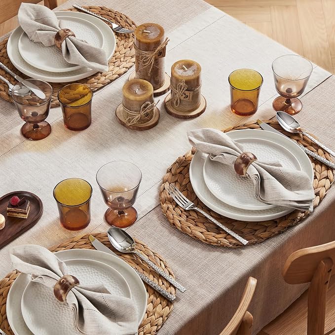 100% Pure French Linen Table Runner 108 Inches Long, Natural Hemstitch - Image 3