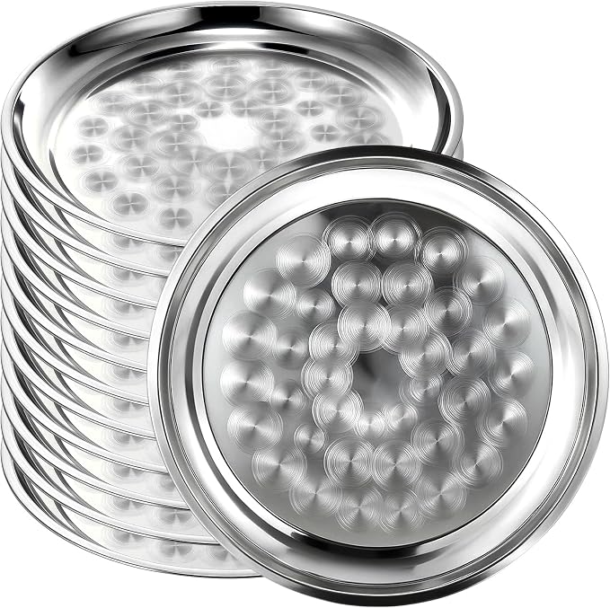 20 Pack Stainless Steel Round Serving Tray by Unknown