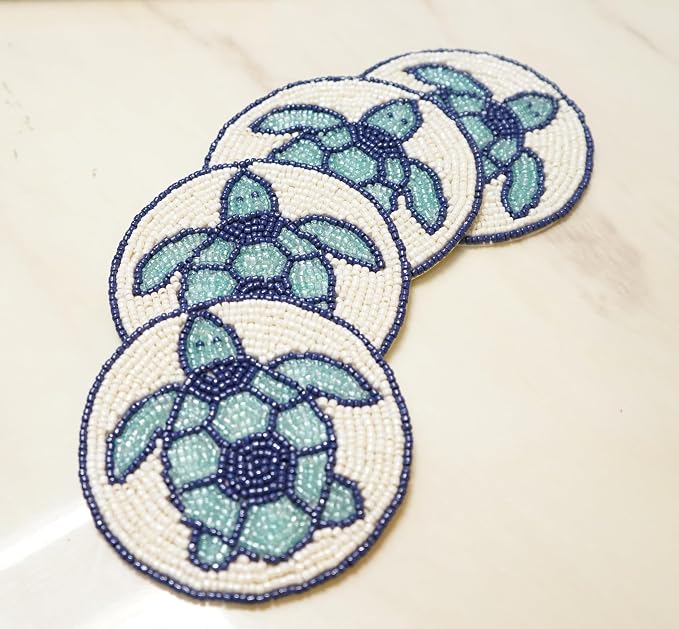 Set of 4 Beaded Farmhouse Coasters - Image 5