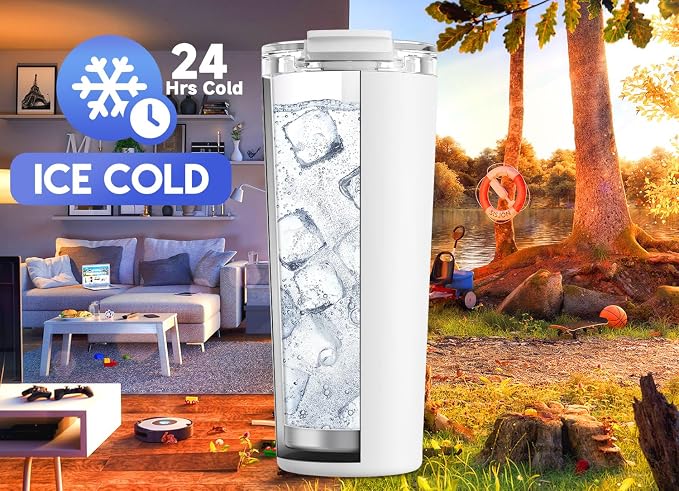 Meoky 24 oz Insulated Travel Coffee Mug: Leak Proof Lid, Ivory | Stainless - Image 4