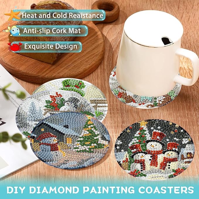 8 PCS Christmas Diamond Art Coasters Kits - Image 5