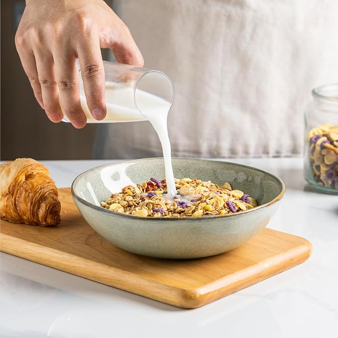 AmorArc Ceramic Cereal Bowls Set of 6, 24 oz Handmade Stoneware Bowls Set - Image 2