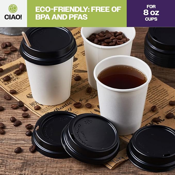 CIAO! Coffee Cup Sipper Black Dome Lid, Designed and Fit - Image 7