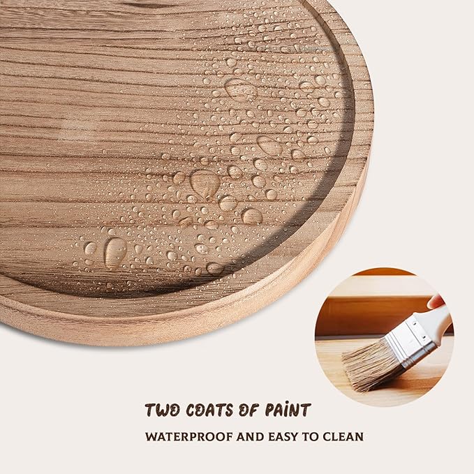 Round Decorative Tray Farmhouse Kitchen Decor Soap Dish 12" Brown | Waterproof - Image 2