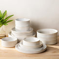 Ceramic Dinnerware Set for 4, 16-Piece Plates and Bowls Set | Lightweight by TheTerra