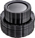 U-QE 100PCS Black Plastic Plates, Heavy Duty Black Plates Including 50PCS 10'' by U-QE