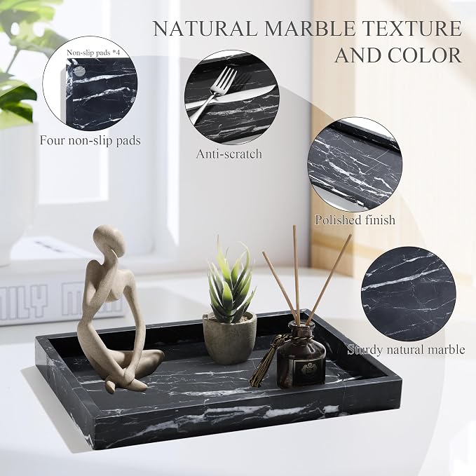 Real Natural Marble Tray for Bathroom, Genuine Marble Stone Vanity Tray - Image 5