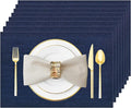 Navy Blue Vinyl Placemats Set of 8, Heat Resistant Table Placemats | 18x12 inch by Uolr