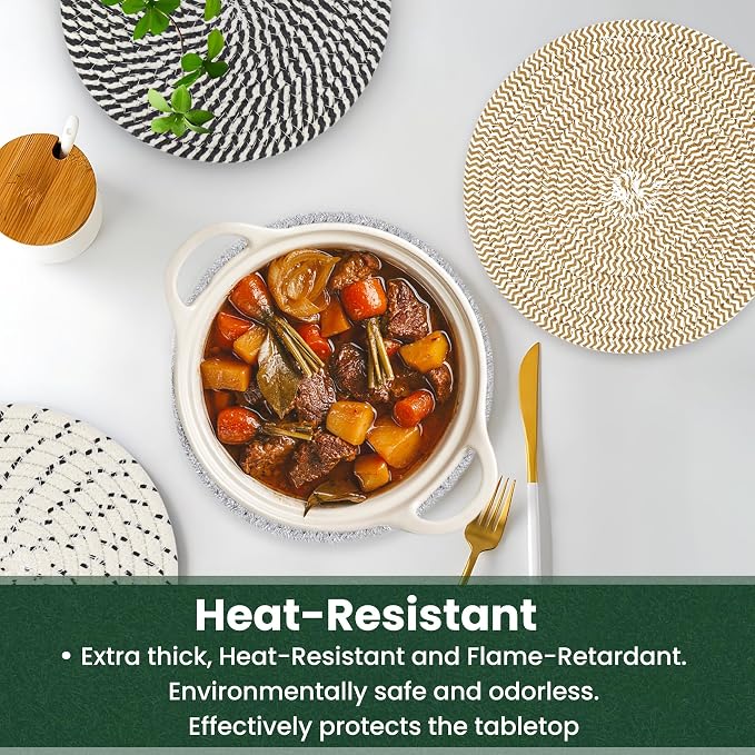 8 Inch Trivets for Hot Dishes, Hot Pots and Pans, Large Coaster for Kitchen - Image 5