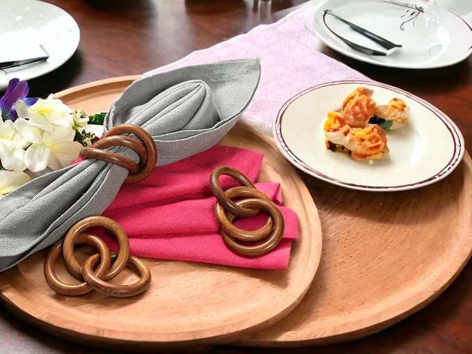ALPHA Living HOME Wooden Napkin Rings Set of 12 - Image 3