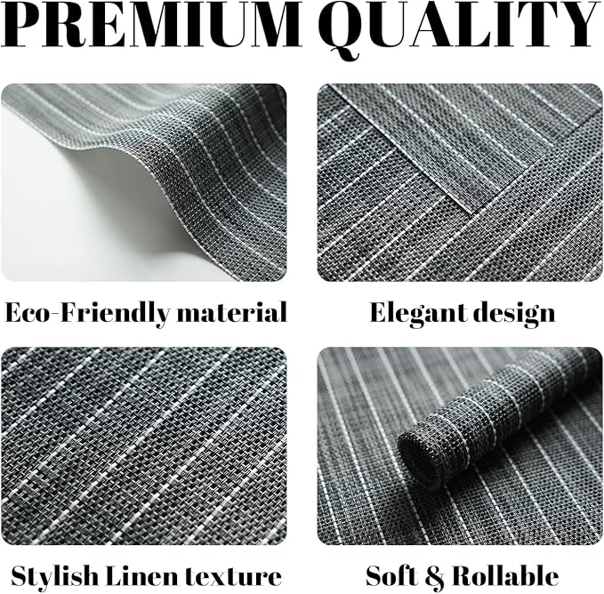 Placemats Set of 4 Vinyl/Plastic Woven Place Mats - Image 2