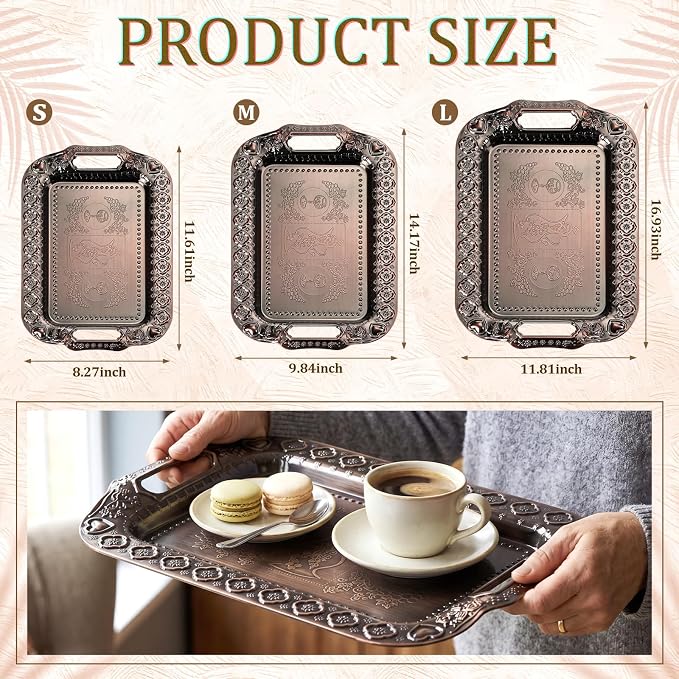 3 Pack Metal Serving Trays - Image 3