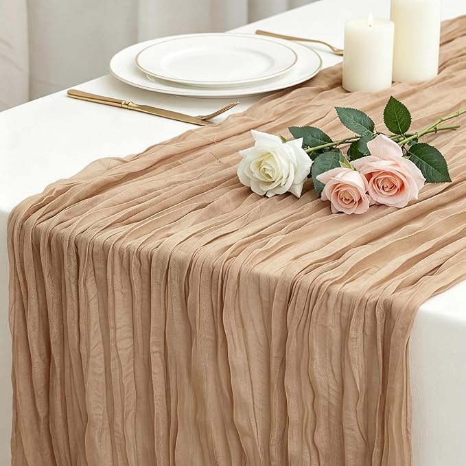 1 Pack Nude Cheesecloth Table Runner 120 Inch Boho Wedding Decor | Cheesecloth by Fixwal