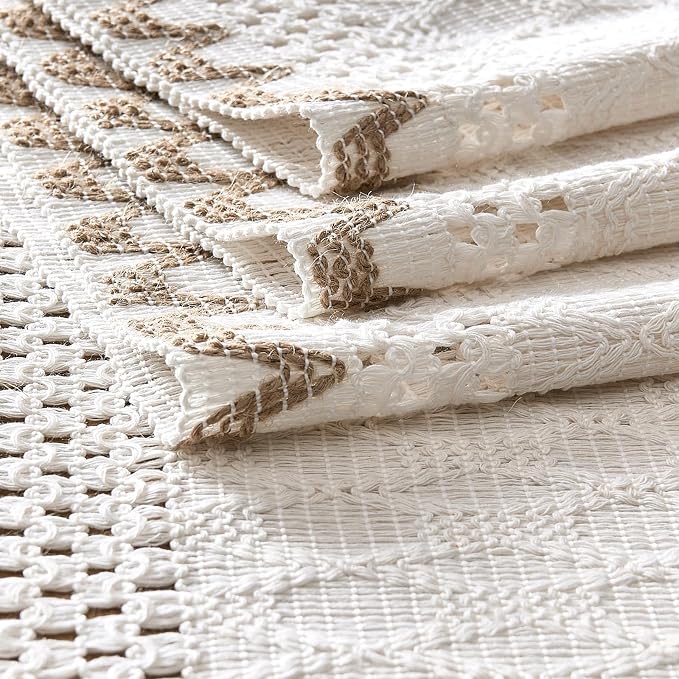 Macrame Side Trim Boho Woven Table Runner, Jute 12x72 Inch | Crochet Hollow - Image 7