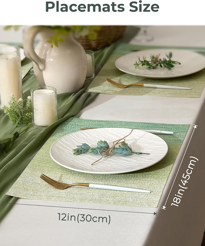 Leetaltree Gradient Green Woven Placemats Set of 6 - Image 4