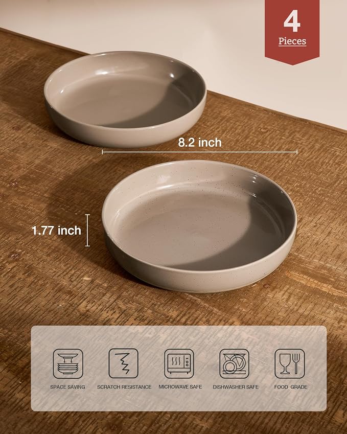 famiware Milkyway 33 oz Pasta Bowls Set of 4, Cinnamon Brown | - Image 2