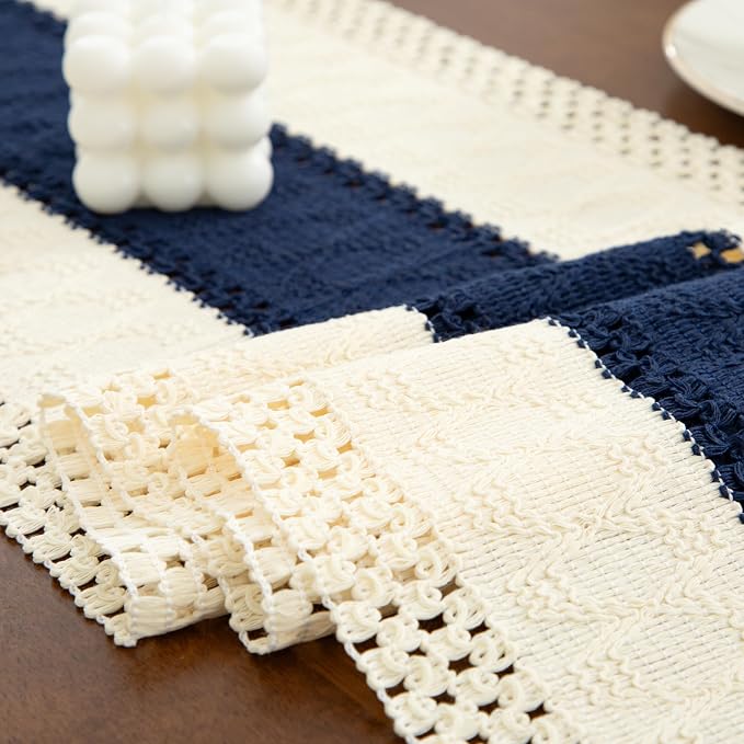 Boho Blue Table Runner, 12x72 Inches | - Image 4