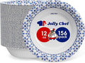 156 Count Paper Bowls 12 oz Soak Proof, Heavy Duty Printed Disposable Small by JOLLYCHEF