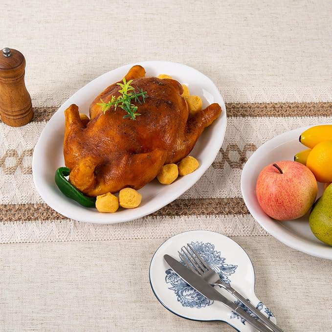 Ceramic Plates, 13.7" Serving Platter, Oval Dinner Plates, Serving Dish Set - Image 6