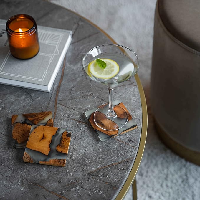 Wooden Coasters Set, Epoxy Modern Coasters - Image 6