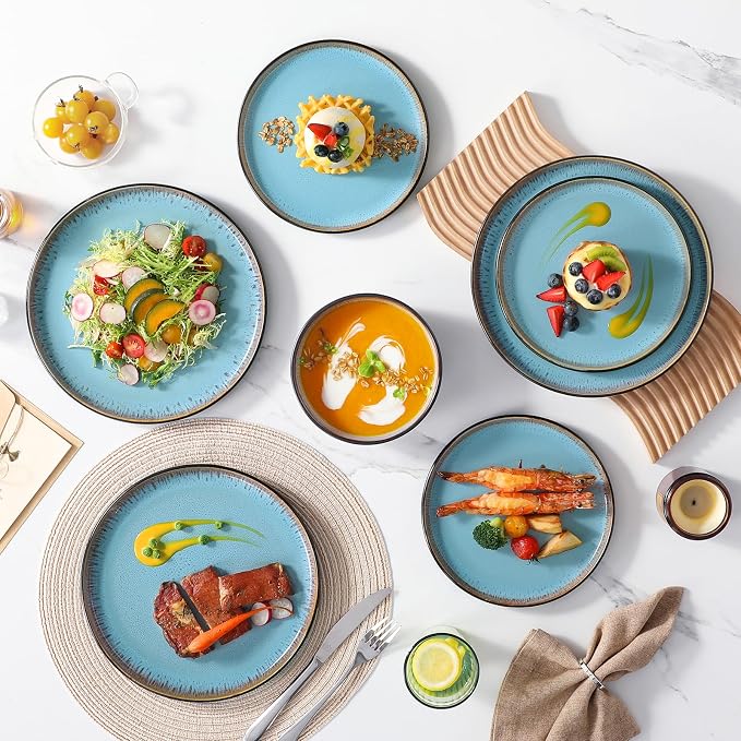 vancasso Plates and Bowls Sets, 18 Pieces Stoneware Dinnerware Sets - Image 6