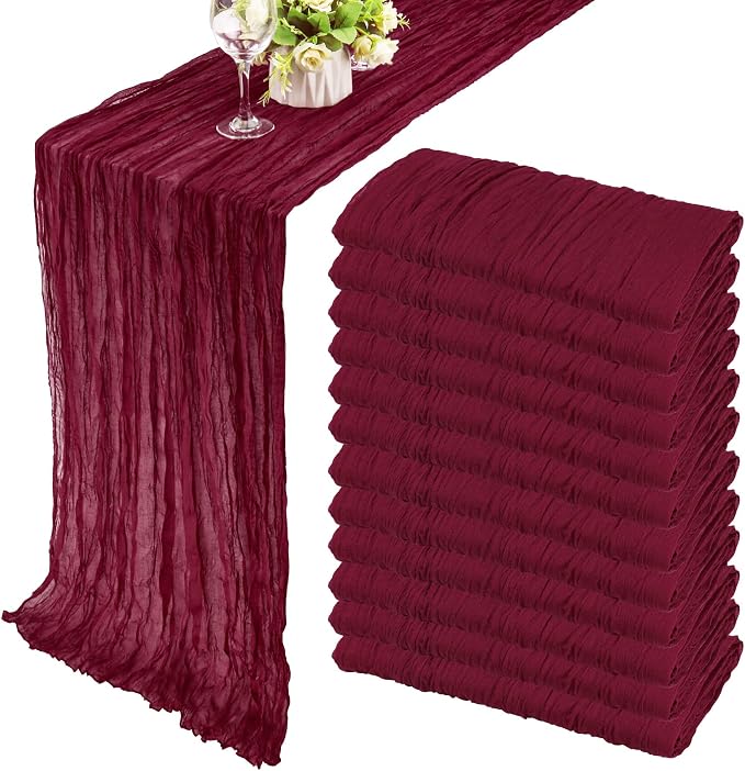 12 Pack 10Ft Cheesecloth Table Runner 35x120 Inch Boho Gauze Table Runner by Fivenl