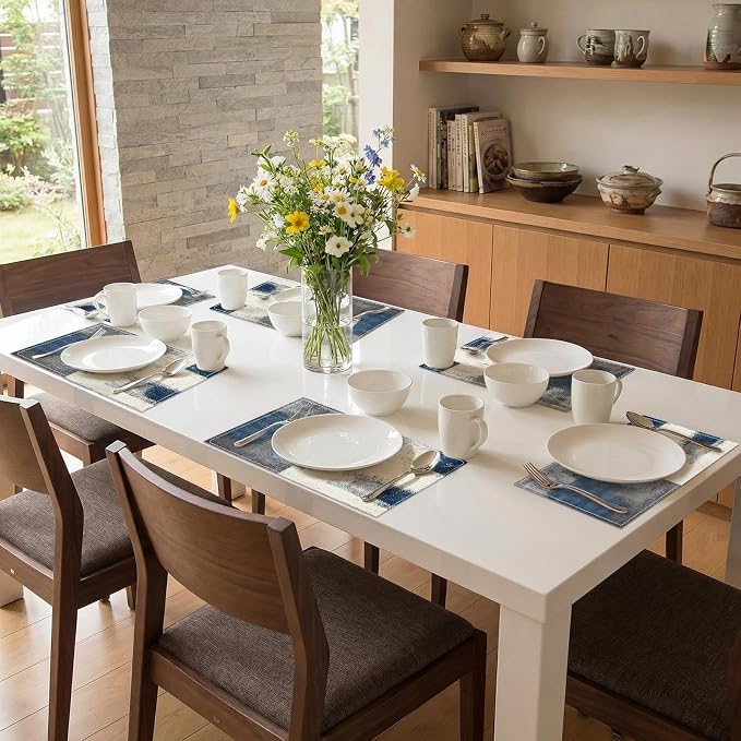 Emvency Farmhouse Placemats Set of 6, 12x18 Inch, Geometric Abstract Blue | - Image 7